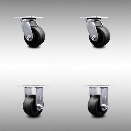 Service Caster 4 Inch SS Glass Filled Nylon Caster Set with Roller Bearing 2 Swivel 2 Rigid SCC SCC-SS30S420-GFNR-2-R-2